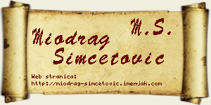 Miodrag Simčetović vizit kartica